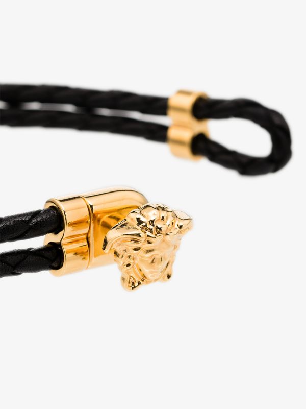 Versace Black Medusa Leather Bracelet | Browns Bracelets