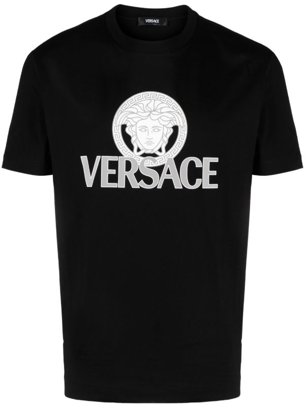 Versace Black Medusa Logo-Print Cotton T-shirt | Browns T-Shirts