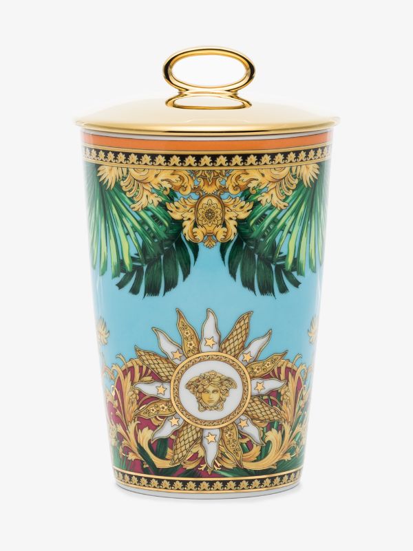 Versace blue Jungle print candle | Browns Candles