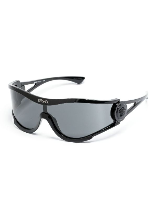 Versace Eyewear Black Shield-Frame Sunglasses | Browns Sunglasses