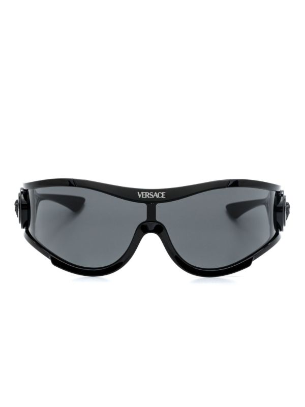Versace Eyewear Black Shield-Frame Sunglasses | Browns Sunglasses Versace Eyewear Black Shield-Frame Sunglasses | Browns Sunglasses