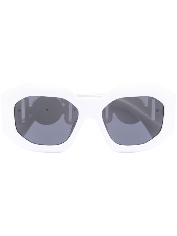 Versace Eyewear White Medusa Plaque Sunglasses | Browns Sunglasses Versace Eyewear White Medusa Plaque Sunglasses | Browns Sunglasses