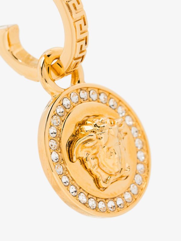 Versace Gold Tone Greca Medusa Crystal Earrings | Browns Earrings