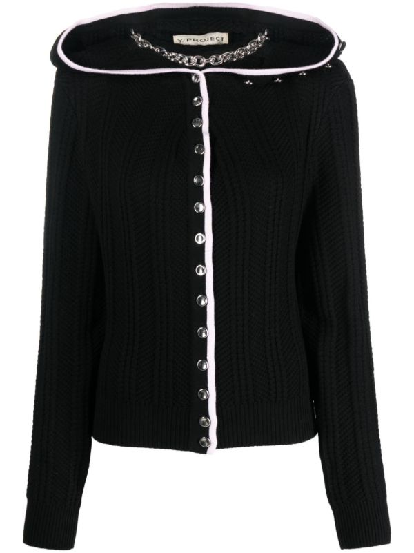 Y/Project Black Evergreen Merino Wool Cardigan | Browns Cardigans