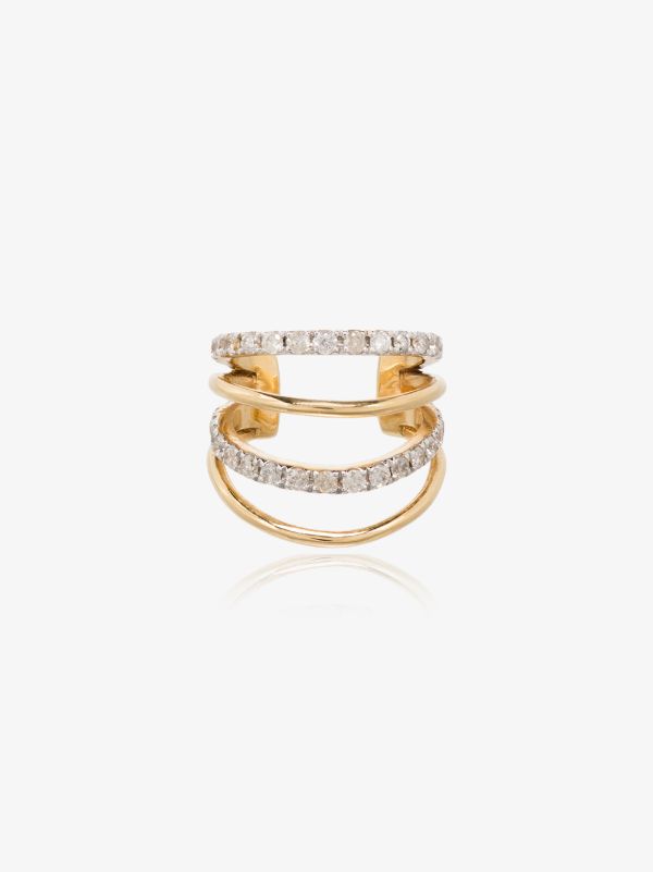 Yvonne Léon 18K yellow gold layered diamond ear cuff | Browns Fine Earrings