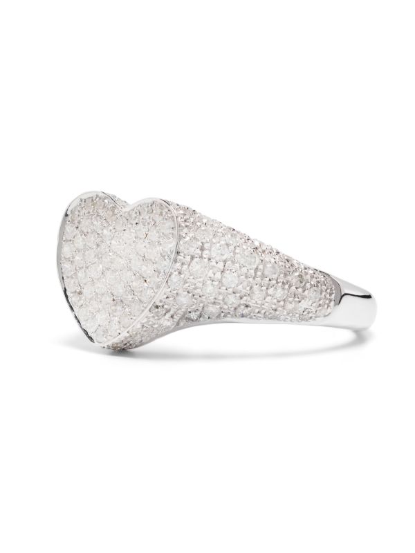Yvonne Léon 9K White Gold Mini Coeur Diamond Ring | Browns Fine Rings