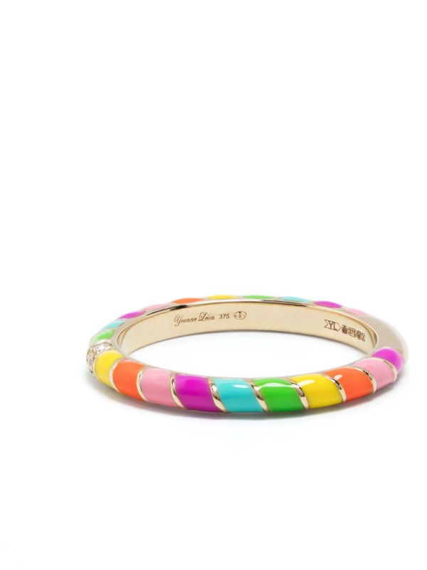 Yvonne Léon 9K Yellow Gold Alliance Mini Torsade Rainbow Diamond Ring | Browns Fine Rings