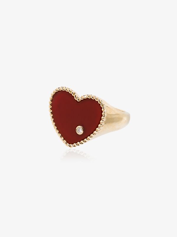 Yvonne Léon 9K yellow gold heart diamond signet ring | Browns Fine Rings
