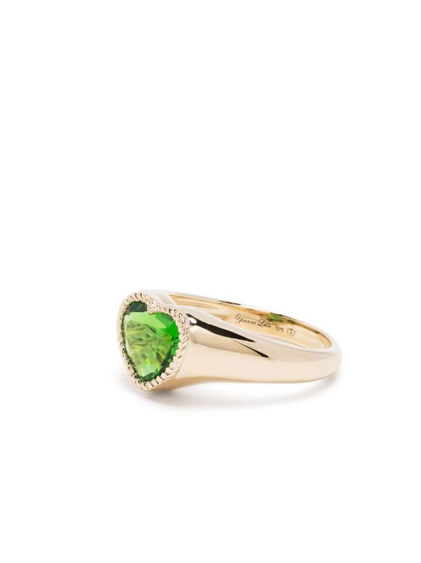 Yvonne Léon 9K Yellow Gold Mini Cœur Crystal Ring | Browns Fine Rings