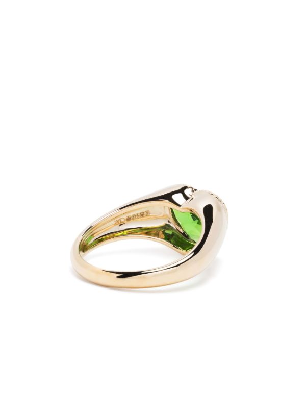 Yvonne Léon 9K Yellow Gold Mini Cœur Crystal Ring | Browns Fine Rings