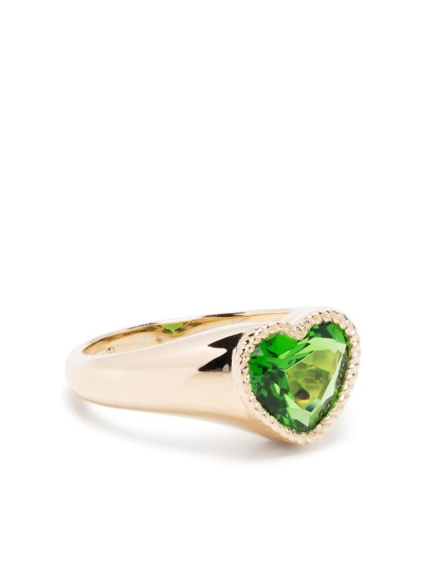 Yvonne Léon 9K yellow gold Mini Cœur crystal ring | Browns Fine Rings