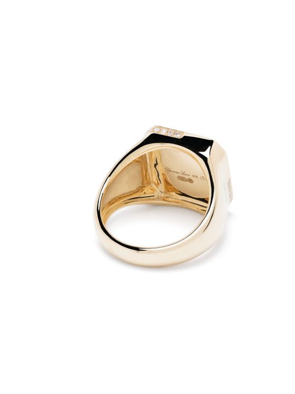 Yvonne Léon 9K Yellow Gold Petit Damier Diamond And Malachite Ring | Browns Rings