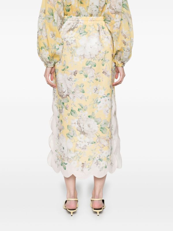 ZIMMERMANN Acacia Scallop Midi Skirt | Browns A-Line Skirts