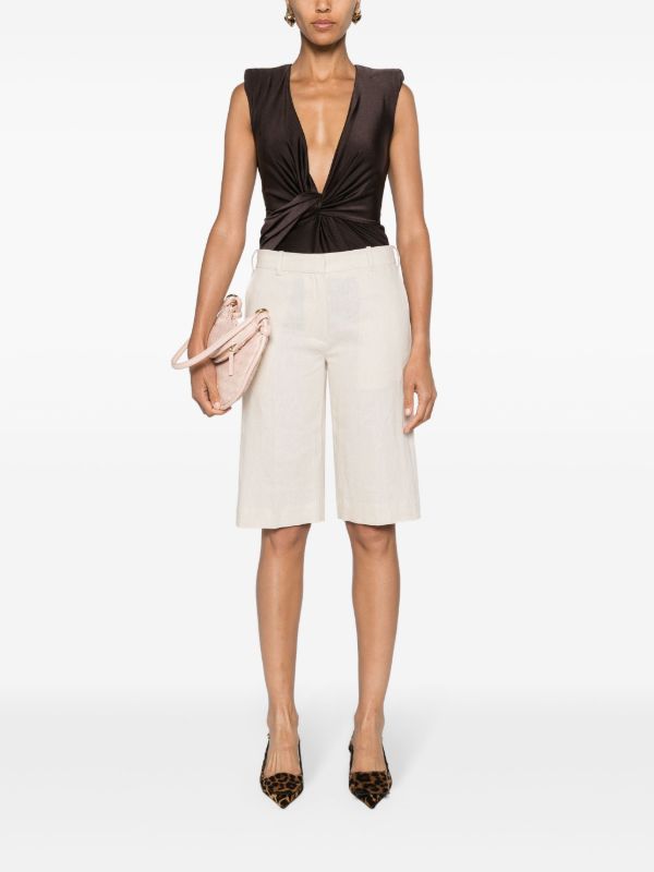 16Arlington Light Beige Twill Tailored Shorts | Browns Knee-Length Shorts