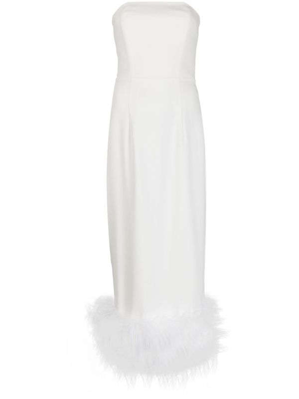 16Arlington white Minelli feather trim midi dress | Browns Evening Dresses