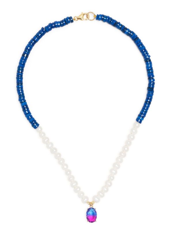 A Sinner In Pearls Blue Pearl And Crystal Beaded Necklace | Browns Necklaces