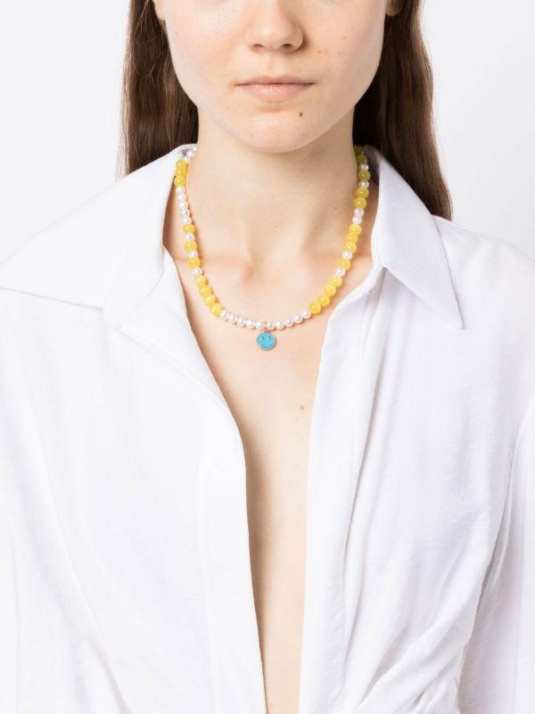 A Sinner In Pearls Gold-tone Smiley Pearl Quartz Necklace | Browns Necklaces
