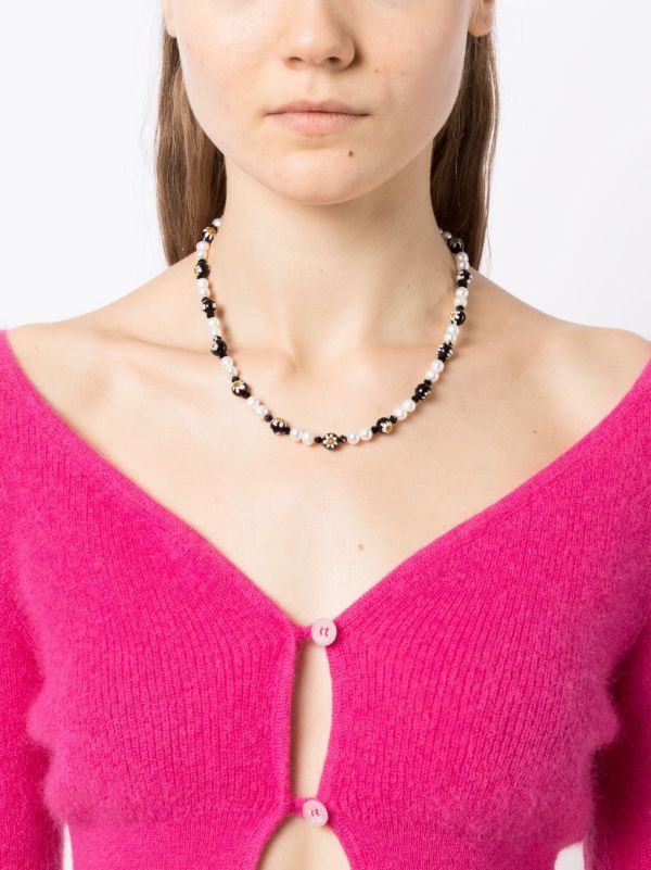 A Sinner In Pearls White Pearl And Daisy Crystal Beaded Necklace | Browns Necklaces