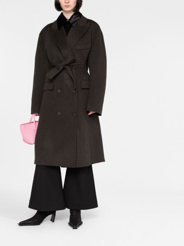 Acne Studios Grey Tie Waist Wool Coat | Browns Oversized Coats