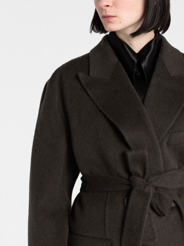 Acne Studios Grey Tie Waist Wool Coat | Browns Oversized Coats
