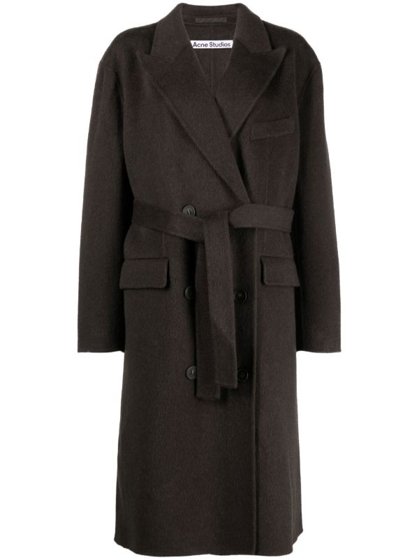 Acne Studios Grey Tie Waist Wool Coat | Browns Oversized Coats