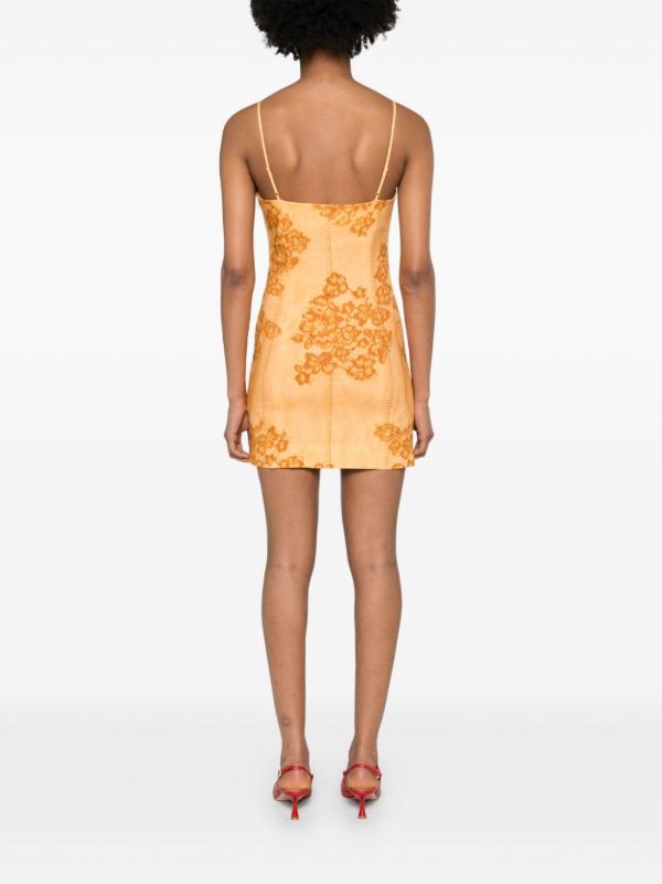 Acne Studios Orange Trompe L'oeil Print Strap Dress | Browns Day Dresses