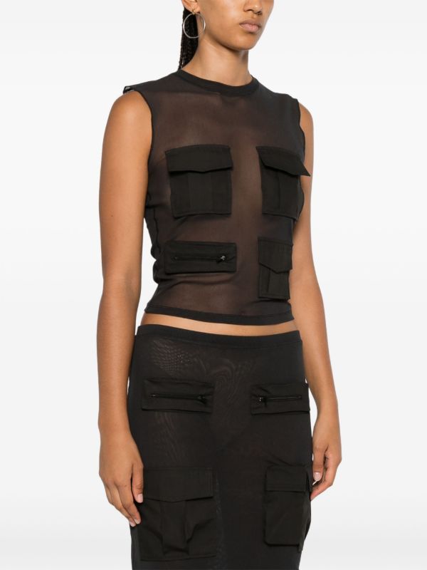 Acne Studios Sheer Cargo Tank Top | Browns Vests & Tank Tops