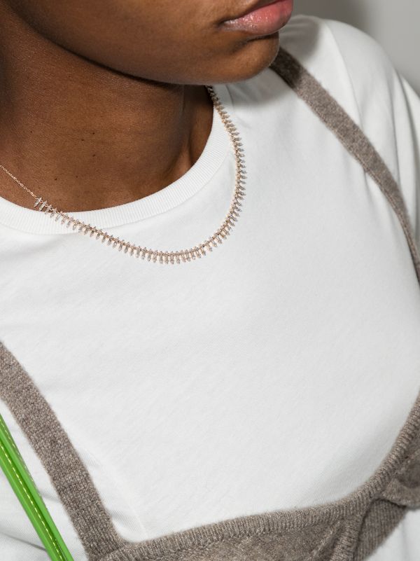 Adina Reyter 14K Yellow Gold Stack Baguette Half Riviera Diamond Necklace | Browns Necklaces