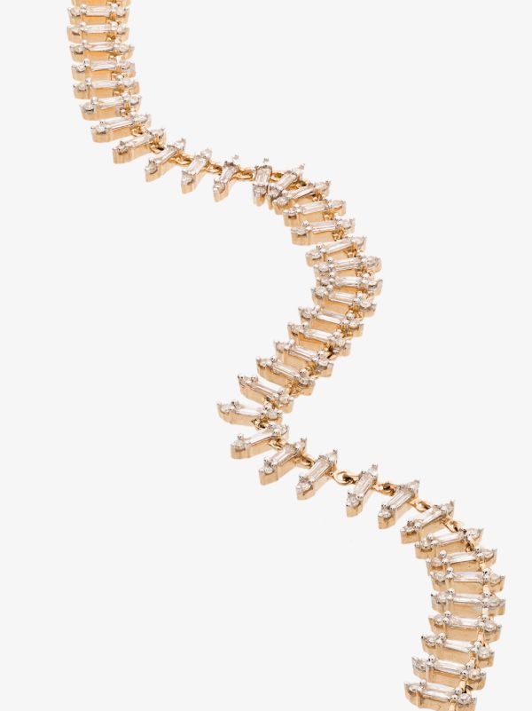 Adina Reyter 14K Yellow Gold Stack Baguette Half Riviera Diamond Necklace | Browns Necklaces