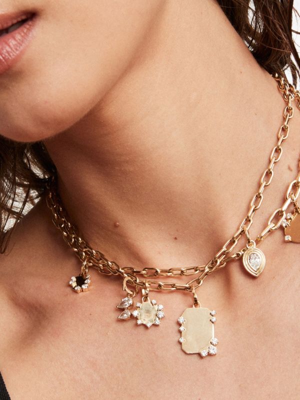 Adina Reyter 14kt Yellow Gold Dog Tag Diamond Necklace | Browns Fine Necklaces