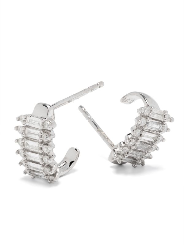 Adina Reyter Sterling Silver Stack Baguette Diamond Earrings | Browns Fine Earrings