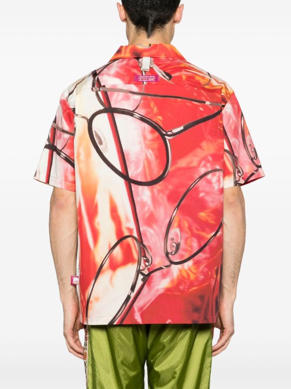 Advisory Board Crystals Orange And Red Glasses And Fire Print Short-Sleeved Shirt | Browns Shirts
