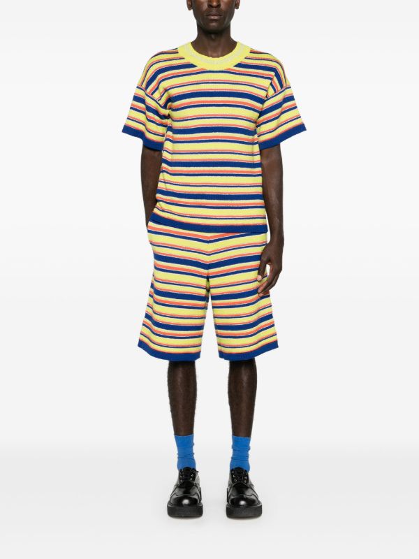 Agbobly Yellow Striped Ribbed Shorts | Browns Track & Running Shorts