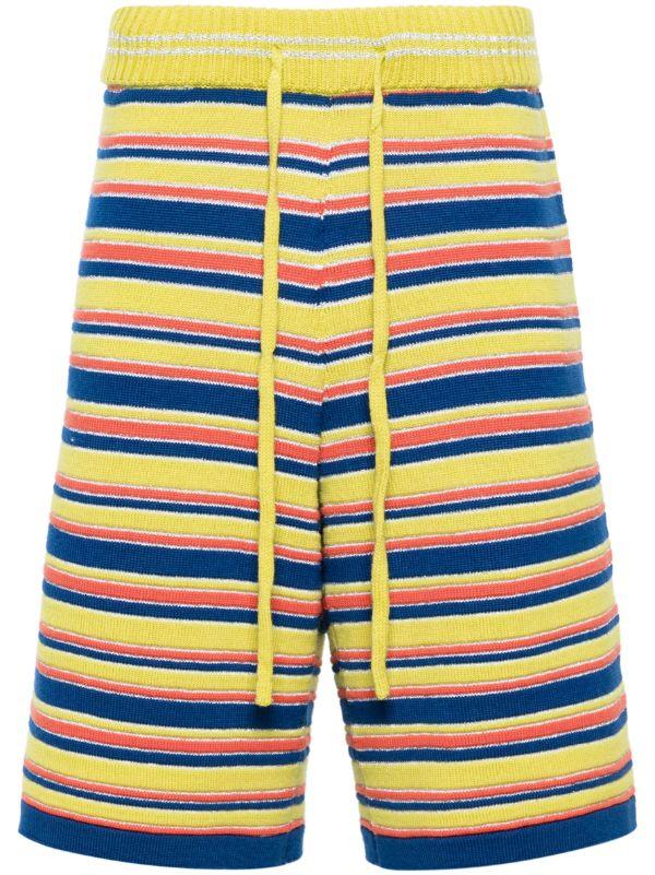 Agbobly Yellow Striped Ribbed Shorts | Browns Track & Running Shorts