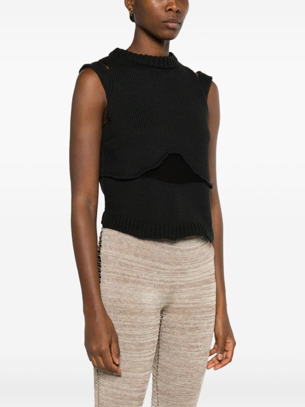 AISLING CAMPS Black Steph Cut-Out Knit Vest | Browns Knitted Tops