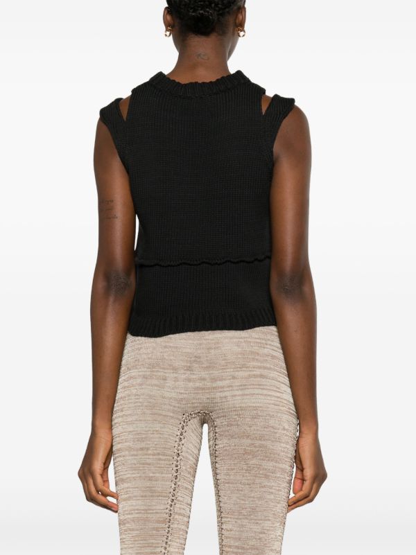 AISLING CAMPS Black Steph Cut-Out Knit Vest | Browns Knitted Tops