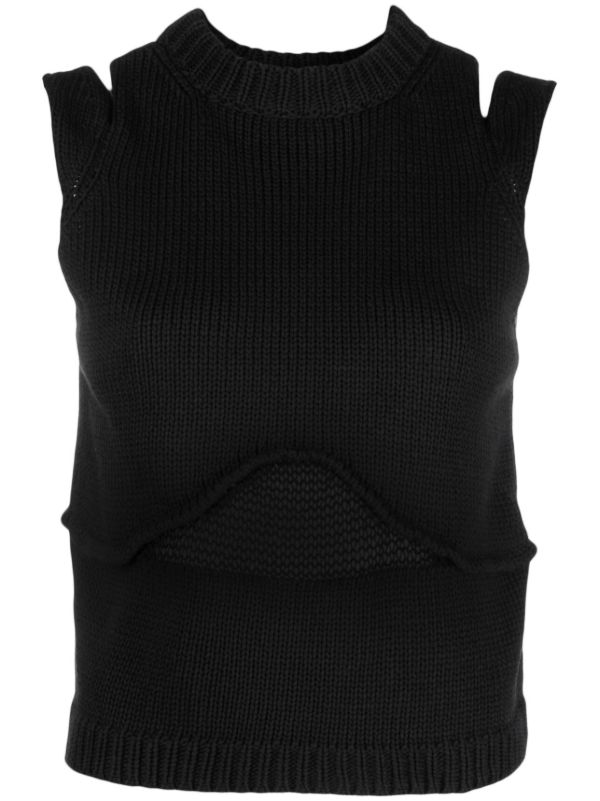 AISLING CAMPS Black Steph Cut-Out Knit Vest | Browns Knitted Tops