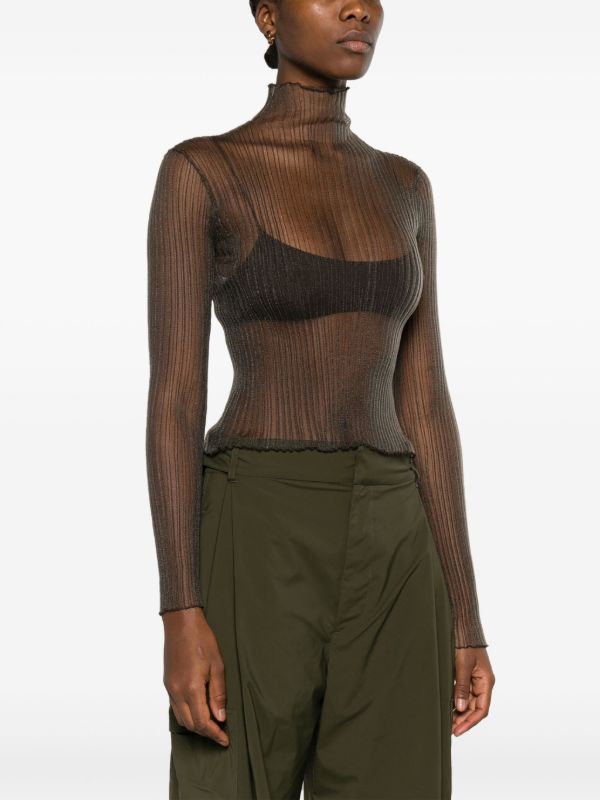 AISLING CAMPS Grey Modern Mist Sheer Long Sleeve Top | Browns T-Shirts & Jersey Shirts