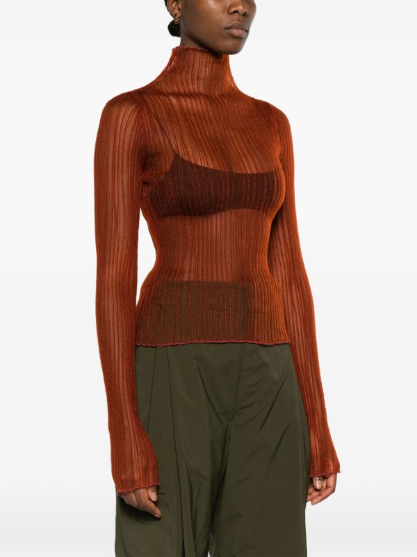 AISLING CAMPS Red Modern Mist Sheer Long Sleeve Top | Browns T-Shirts & Jersey Shirts