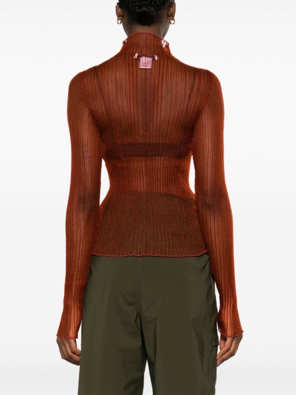 AISLING CAMPS Red Modern Mist Sheer Long Sleeve Top | Browns T-Shirts & Jersey Shirts