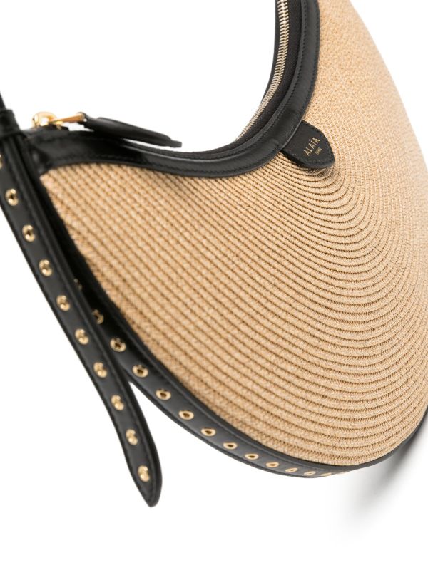 Alaïa Beige Half-Moon Woven Shoulder Bag | Browns Shoulder Bags