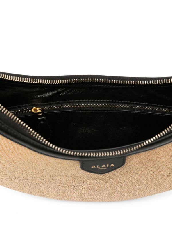 Alaïa Beige Half-Moon Woven Shoulder Bag | Browns Shoulder Bags