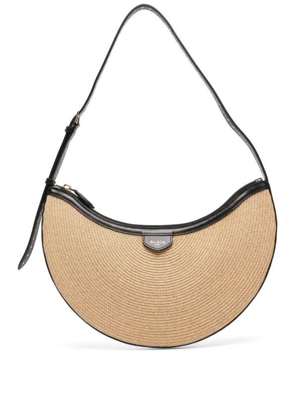 Alaïa Beige Half-Moon Woven Shoulder Bag | Browns Shoulder Bags