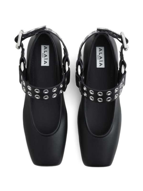 Alaïa Black Biker Ballet Flats | Browns Ballerina Shoes