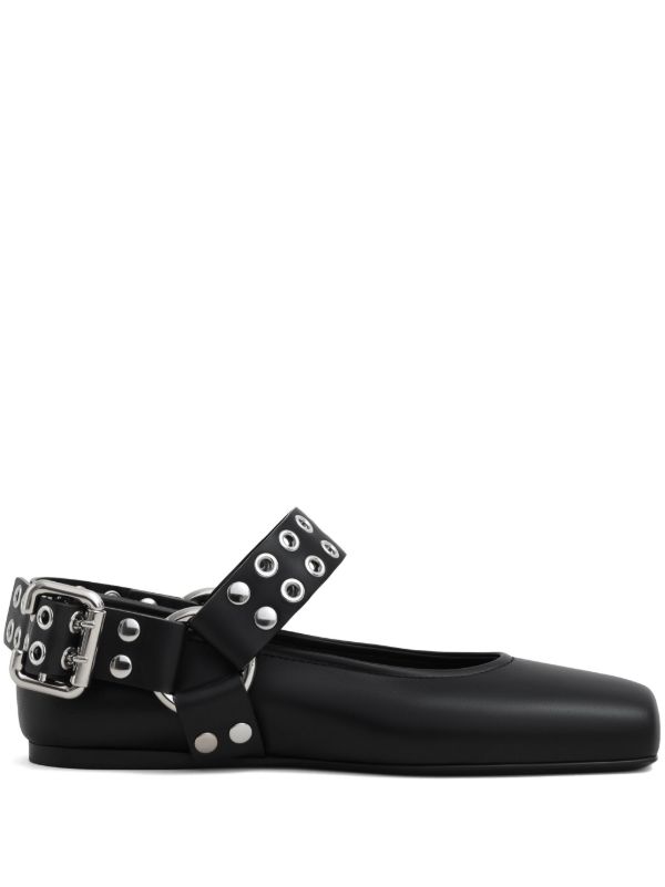 Alaïa Black Biker Ballet Flats | Browns Ballerina Shoes