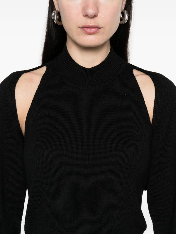 Alaïa Black Cut-Out Sweater | Browns Knitted Sweaters