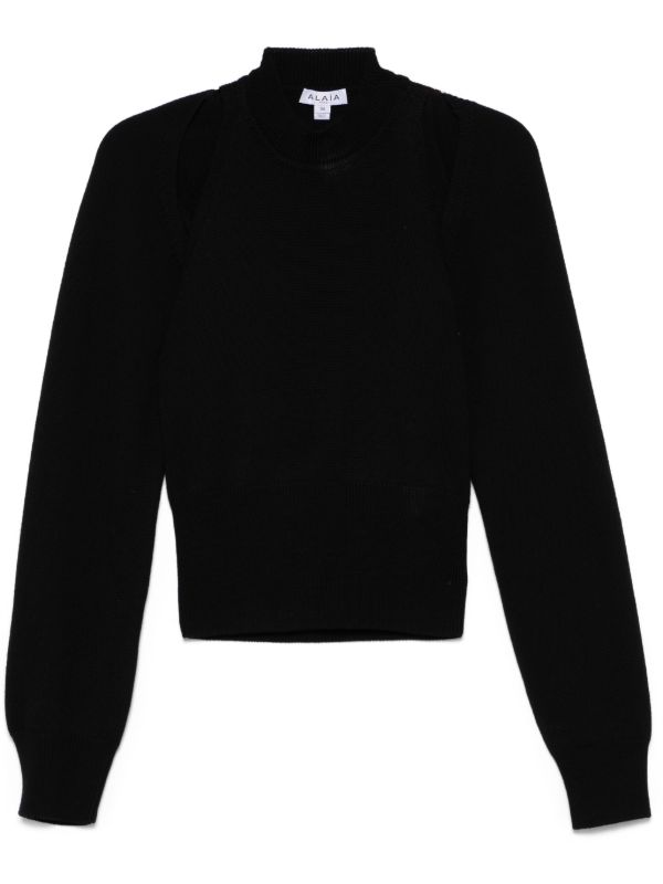 Alaïa Black Cut-Out Sweater | Browns Knitted Sweaters