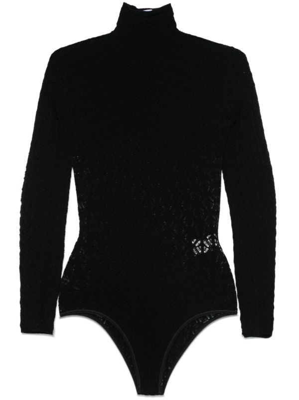 Alaïa Black Geometric-Lace Bodysuit | Browns T-Shirts & Jersey Shirts