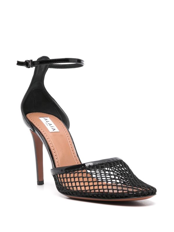 Alaïa Black High Fishnet 90 Leather Pumps | Browns Pumps