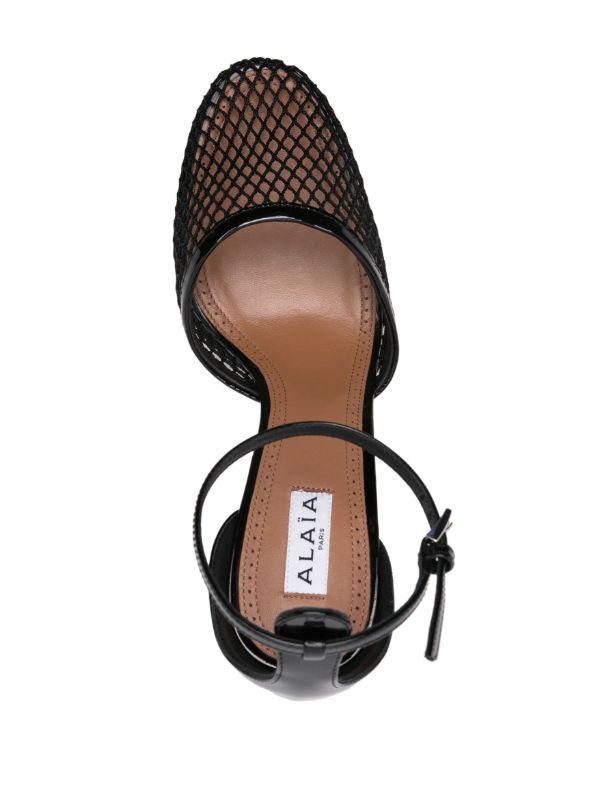 Alaïa Black High Fishnet 90 Leather Pumps | Browns Pumps